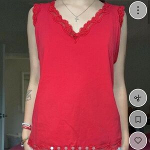 y2k red lace tank top